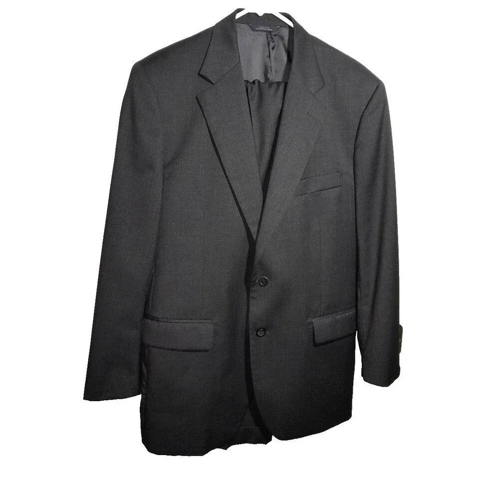 Brooks Brothers 1818 Madison Suit 43R 38W Black 100% Wool Made in USA Classic Fi